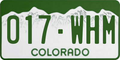 CO license plate 017WHM