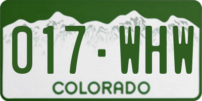 CO license plate 017WHW