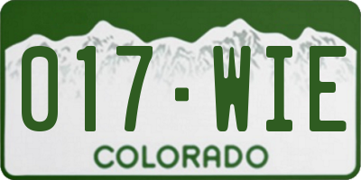 CO license plate 017WIE