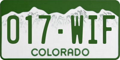 CO license plate 017WIF