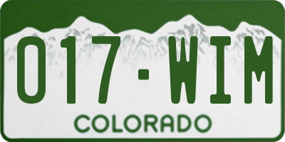 CO license plate 017WIM