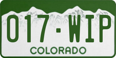 CO license plate 017WIP