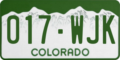 CO license plate 017WJK