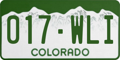 CO license plate 017WLI
