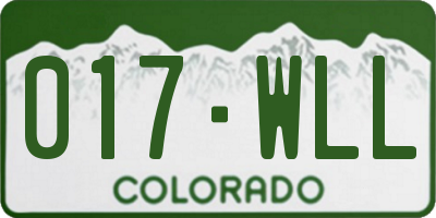 CO license plate 017WLL