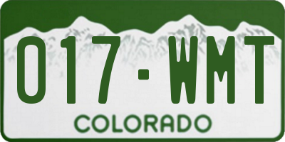 CO license plate 017WMT