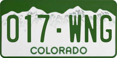 CO license plate 017WNG