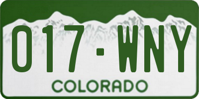 CO license plate 017WNY