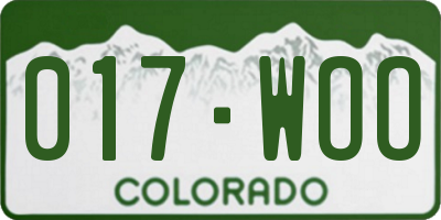 CO license plate 017WOO