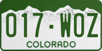 CO license plate 017WOZ