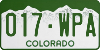 CO license plate 017WPA