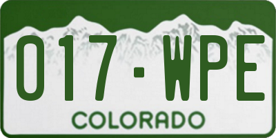CO license plate 017WPE