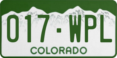 CO license plate 017WPL