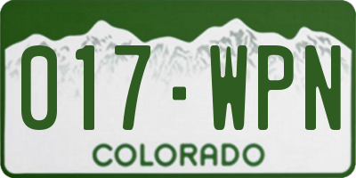 CO license plate 017WPN