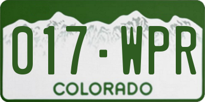 CO license plate 017WPR
