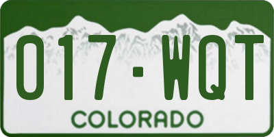 CO license plate 017WQT