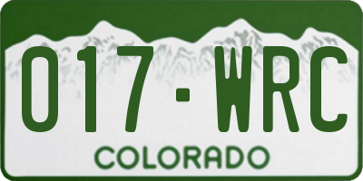 CO license plate 017WRC