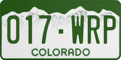 CO license plate 017WRP