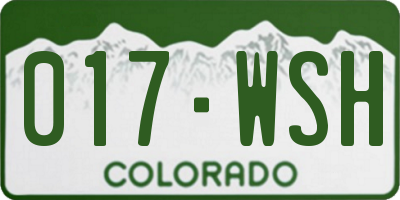 CO license plate 017WSH