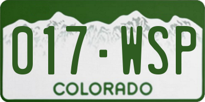 CO license plate 017WSP