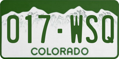 CO license plate 017WSQ