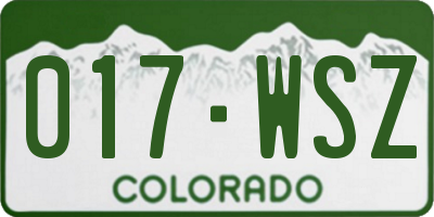CO license plate 017WSZ