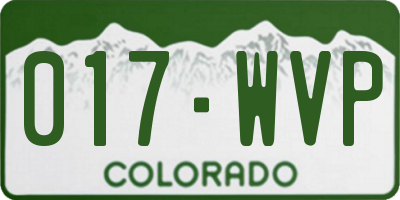 CO license plate 017WVP