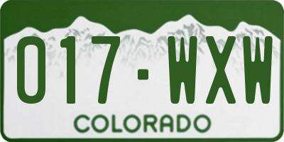 CO license plate 017WXW