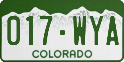 CO license plate 017WYA