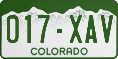 CO license plate 017XAV