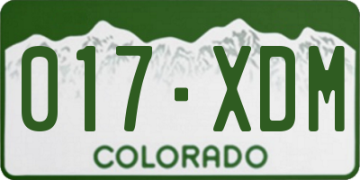 CO license plate 017XDM