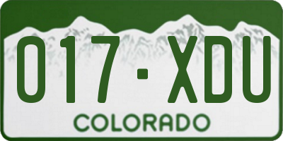 CO license plate 017XDU