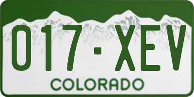 CO license plate 017XEV