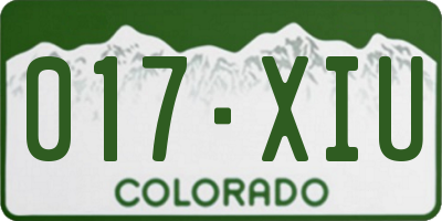 CO license plate 017XIU