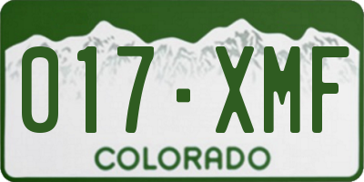 CO license plate 017XMF