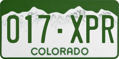 CO license plate 017XPR