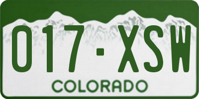 CO license plate 017XSW