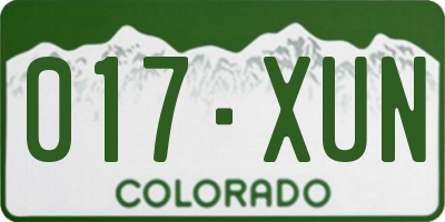 CO license plate 017XUN