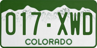 CO license plate 017XWD