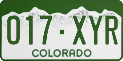 CO license plate 017XYR