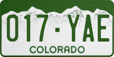 CO license plate 017YAE