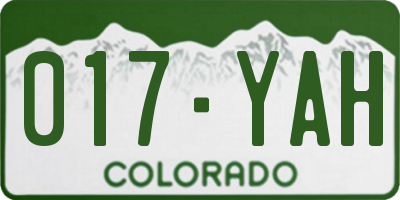 CO license plate 017YAH
