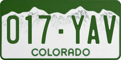 CO license plate 017YAV