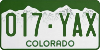 CO license plate 017YAX