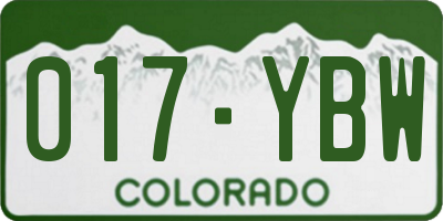 CO license plate 017YBW