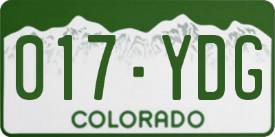 CO license plate 017YDG
