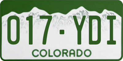 CO license plate 017YDI