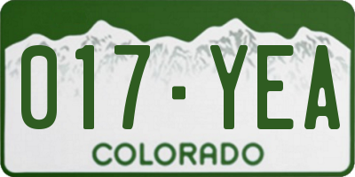 CO license plate 017YEA