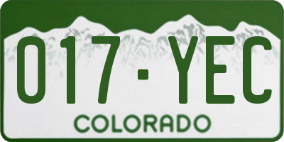 CO license plate 017YEC