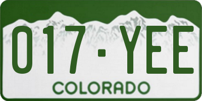 CO license plate 017YEE